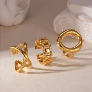 Geometric Gold Statement Ring Set